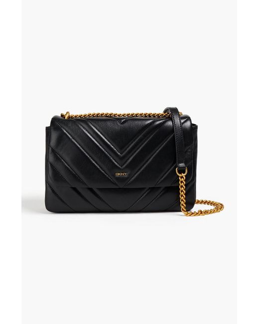 DKNY Quilted Leather Shoulder Bag in Black Lyst UK
