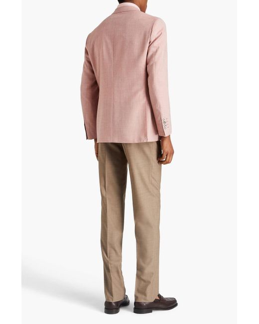 Canali Pink Wool, Silk And Linen-blend Blazer for men