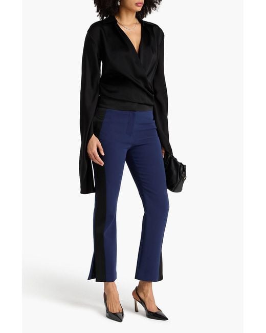 Jonathan Simkhai Black Wrap-effect Draped Satin-crepe Top