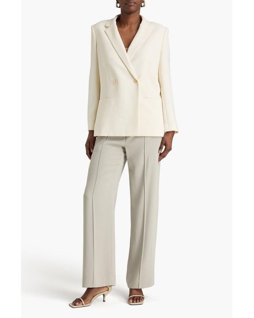 Theory Natural Double-Breasted Crepe Blazer