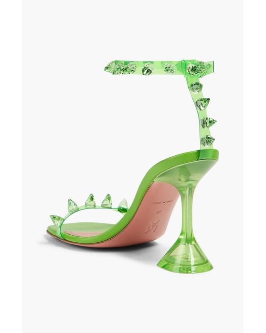 AMINA MUADDI Green Julia Spiked Pvc And Leather Sandals