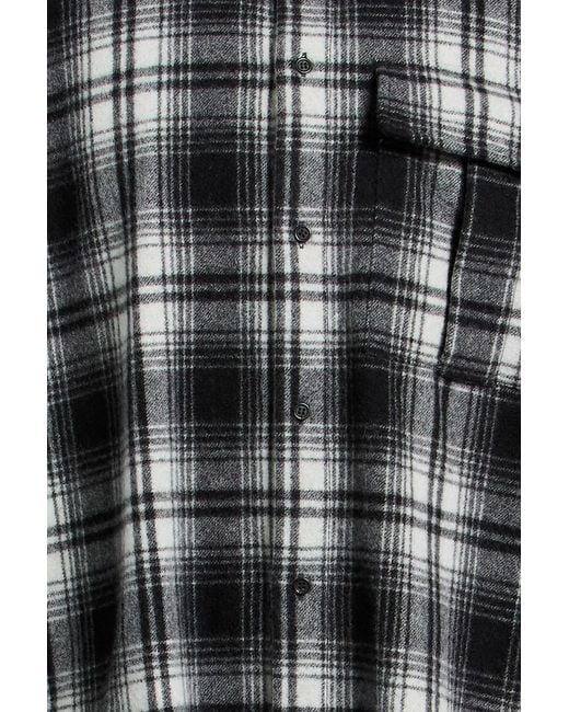 DSquared² Black Checked Wool-Blend Flannel Shirt for men
