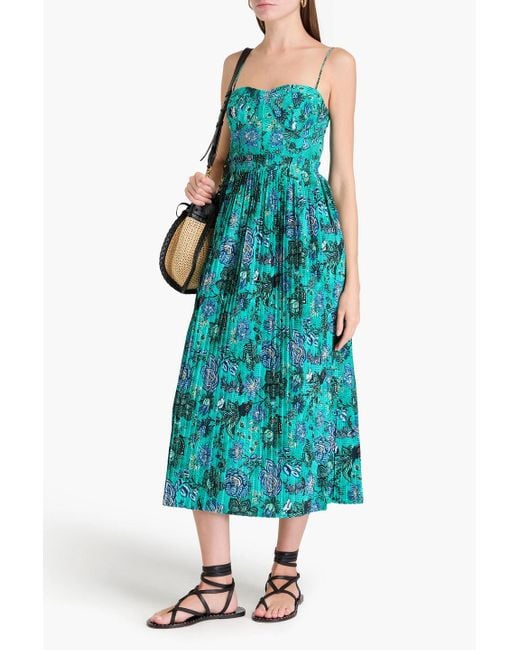 Ulla Johnson Blue Jessie Printed Cotton-poplin Midi Dress
