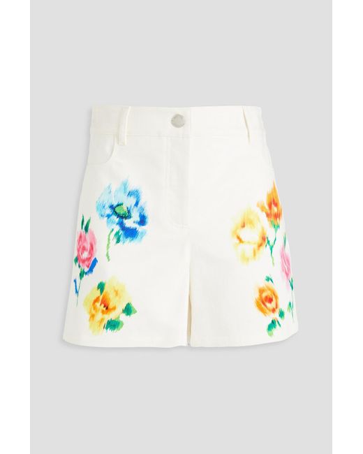 Boutique Moschino Metallic Floral-print Denim Shorts