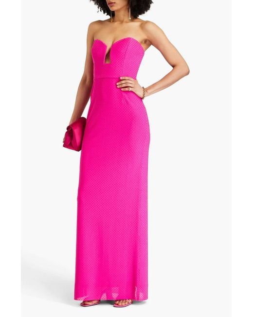 Rebecca Vallance Pink Last Dance Strapless Crystal-embellished Mesh Gown