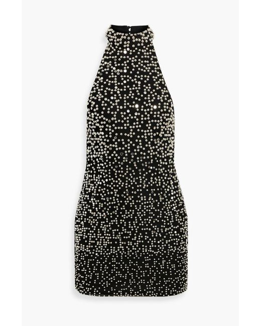 retroféte Black Olivia Embellished Tulle Halterneck Mini Dress