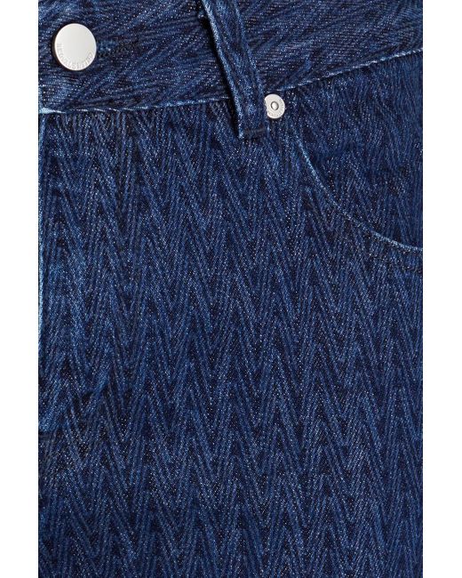 RED Valentino Blue Cropped Herringbone Mid-rise Bootcut Jeans