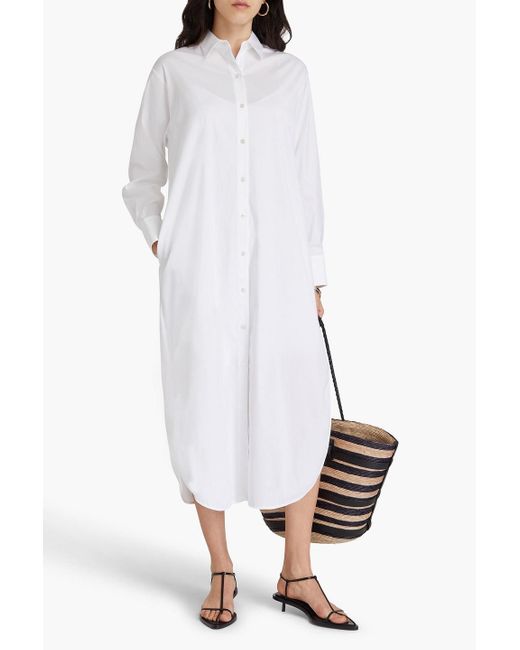 Theory White Hemdkleid aus popeline aus einer baumwollmischung in midilänge