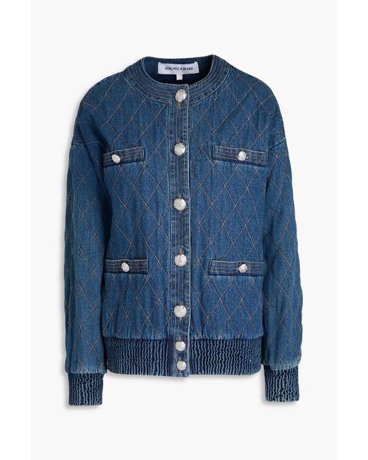 Veronica Beard Blue Glennon Denim Bomber Jacket
