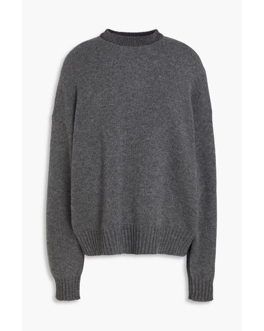 Brunello Cucinelli Gray Bead-Embellished Cashmere Sweater