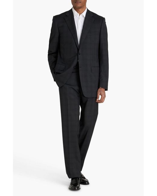 Canali Black Checked Wool Suit for men