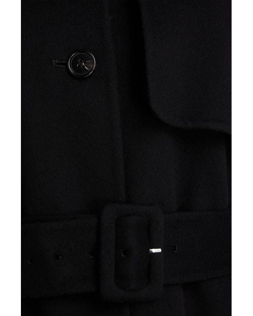 Theory Black Belted Wool And Cashmere-blend Coat