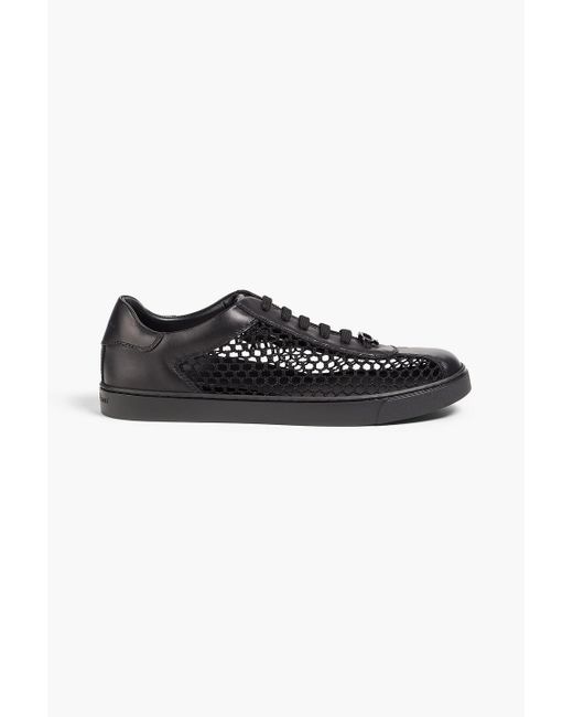 Gianvito Rossi Black Helena Mesh And Leather Sneakers