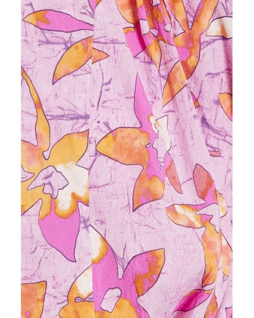 Isabel Marant Pink Zargae Draped Floral-Print Jacquard Blouse