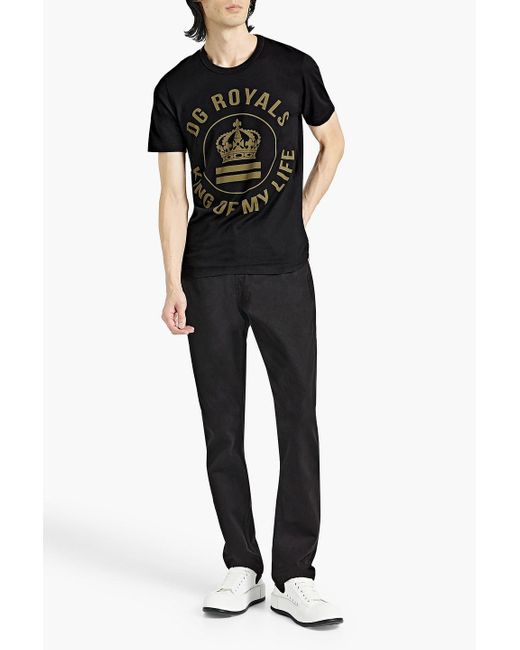 Dolce & Gabbana Black Printed Cotton-jersey T-shirt for men
