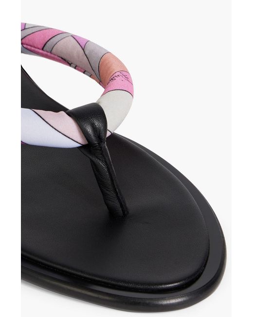 Emilio Pucci White Printed Padded Twill Flip Flops