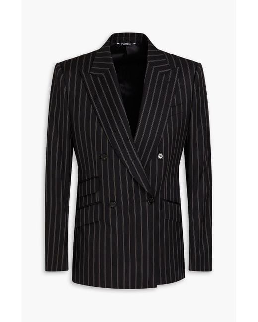 Dolce & Gabbana Doppelreihiger blazer aus twill aus einer woll-baumwollmischung in Black für Herren
