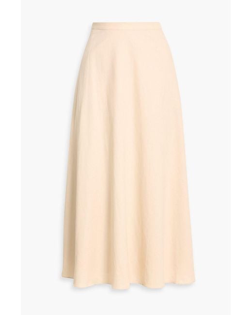 Mikael Aghal Natural Cotton And Linen-Blend Midi Skirt