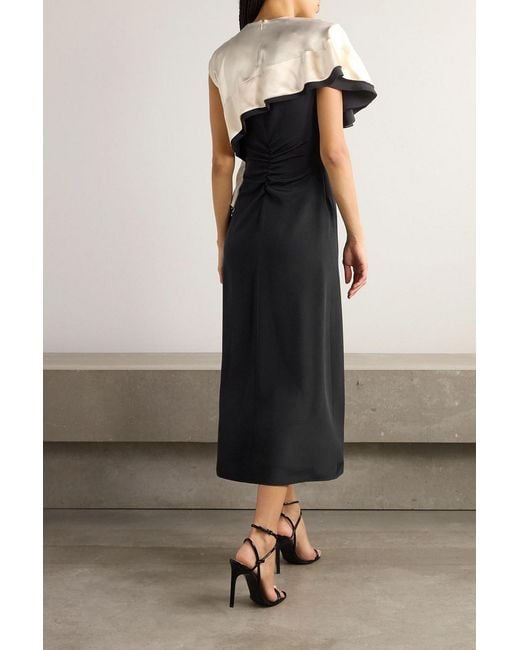 Altuzarra Black Topolino Layered Silk-Satin Midi Dress