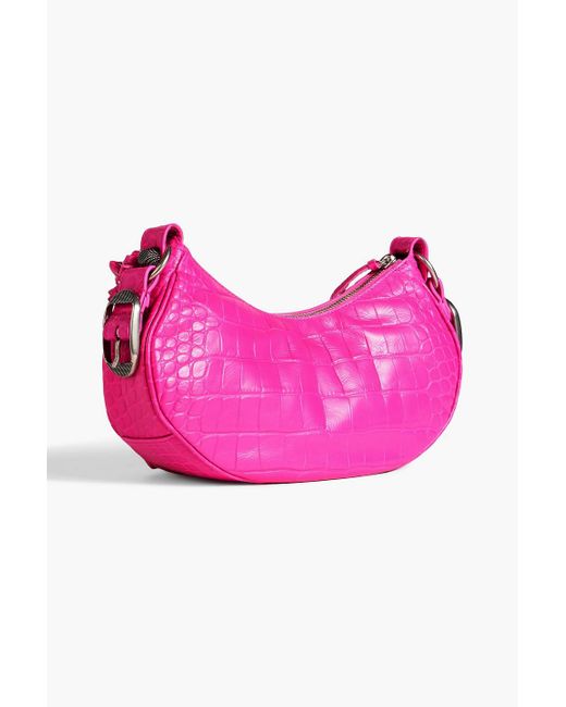 Balenciaga Pink Le Cagole Xs Croc-effect Leather Shoulder Bag