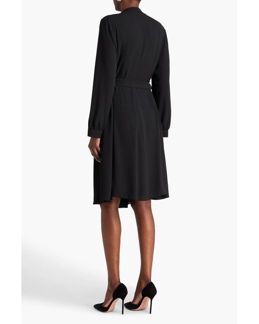 Emporio Armani Black Pleated Crepe De Chine Dress
