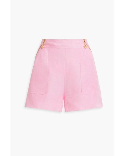 Aje. Pink Linen-blend Shorts