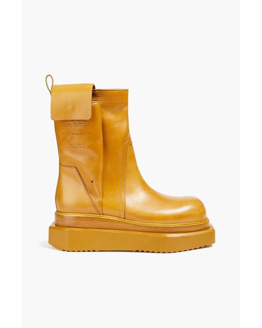 Rick Owens Yellow Fogpocket Cyclops Leather Boots for men