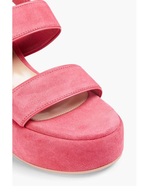 Gianvito Rossi Pink Suede Platform Slingback Sandals