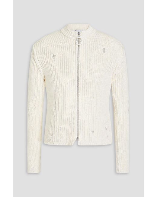 J.W. Anderson Natural Slim-fit Ribbed Cotton-blend Zip-up Sweater for men