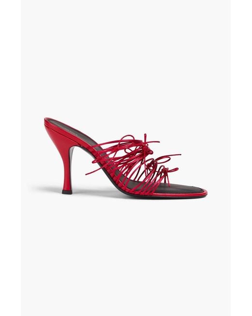 Neous Red Auriga Bow-Detailed Satin Mules