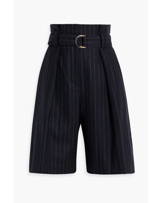 3.1 Phillip Lim Blue Belted Pinstriped Wool-blend Shorts