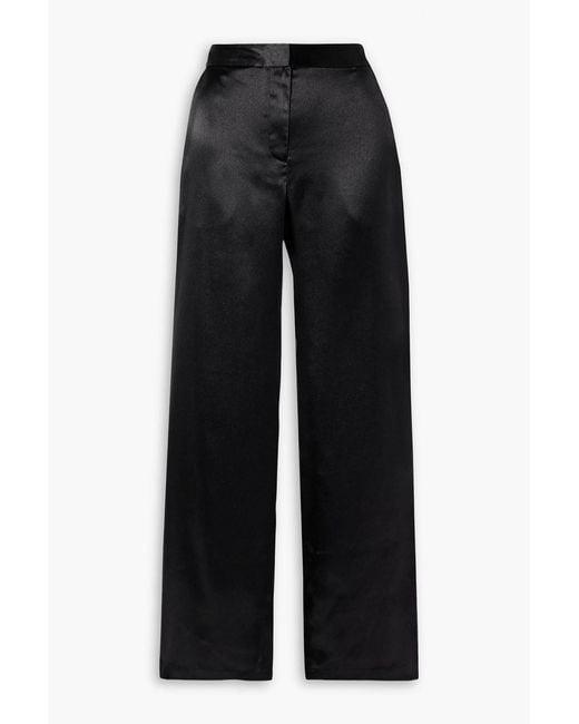 Ulla Johnson Black Ollie Satin Straight-Leg Pants