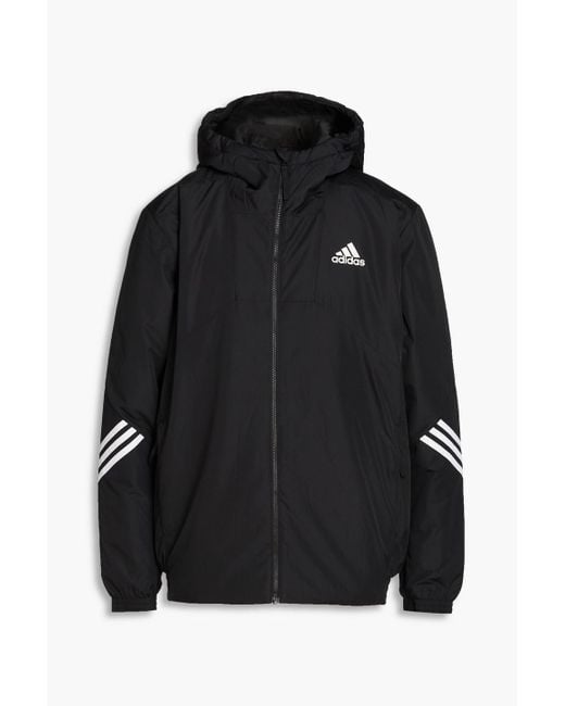 Adidas Originals Black Striped Shell Hooded Jacket for men