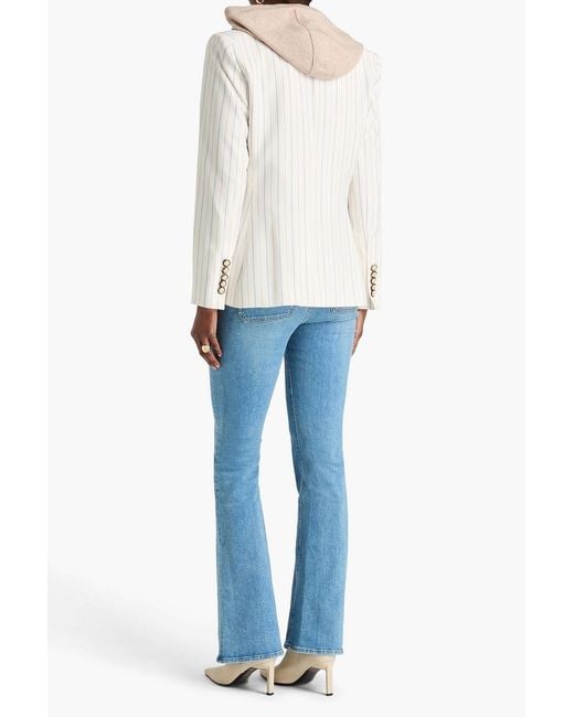 Veronica Beard Natural Miller Dickey Double-Breasted Pinstriped Twill Blazer