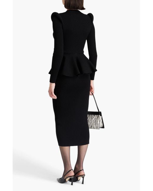 Alexander McQueen Black Bleistiftrock aus einer gerippten wollmischung in midilänge