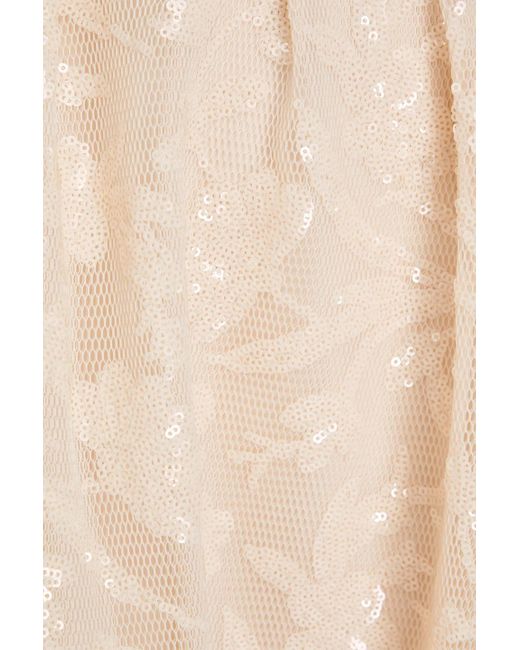 Maje Natural Sequined Mesh Midi Skirt