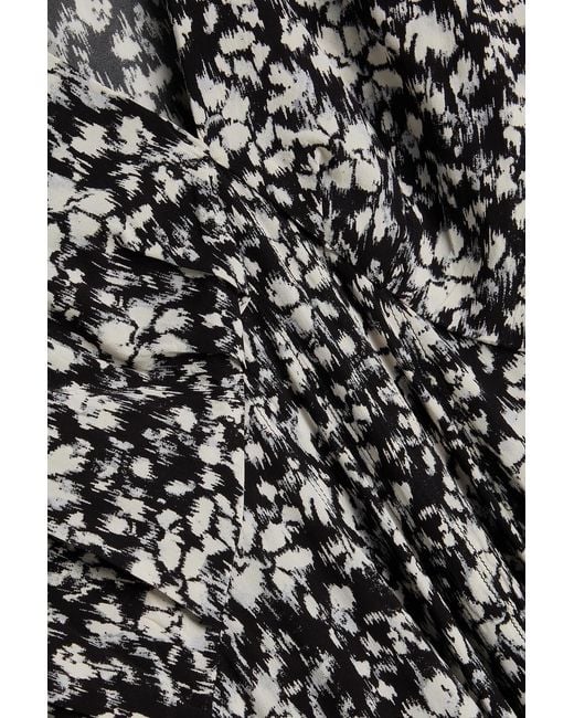 Isabel Marant Gray Epolia Draped Printed Crepe Midi Dress
