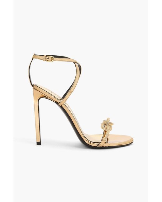 Tom Ford Metallic Crystal-Embellished Leather Sandals