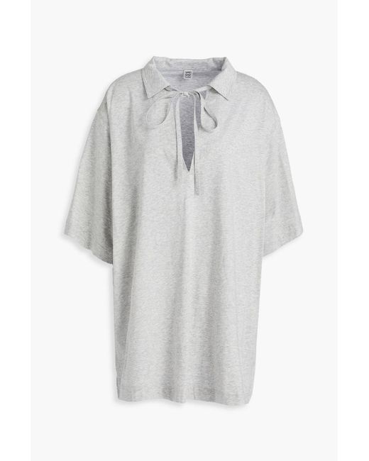 Totême Gray Tie-detailed Cotton-jersey Top