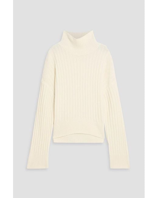 LE17SEPTEMBRE Natural Ribbed Wool Turtleneck Sweater