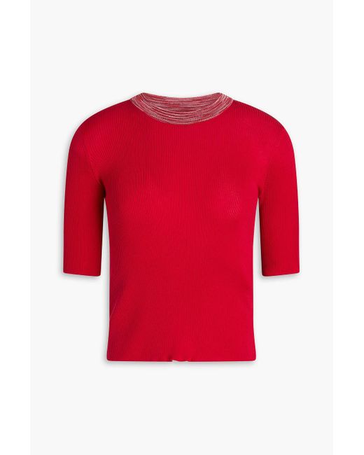 Missoni Red Ribbed Silk Top