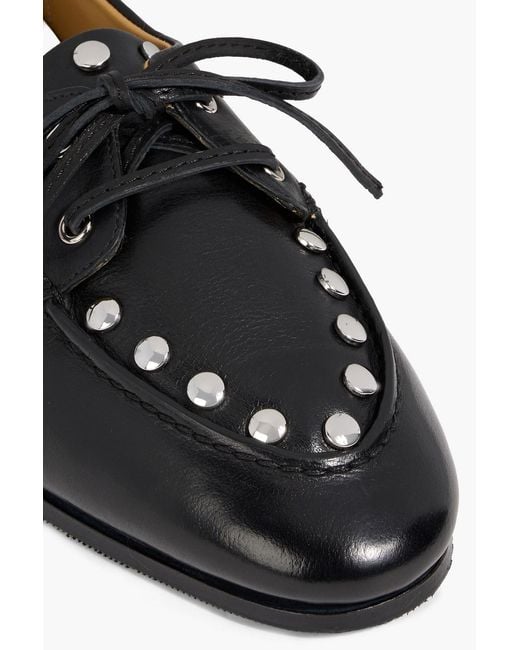 Bally Black Pathy Studded Leather Boat Shoes