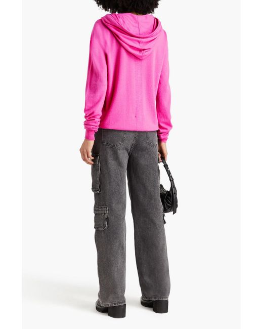 Rick Owens Pink Brushed Cashmere Hooded Zip-up Sweater