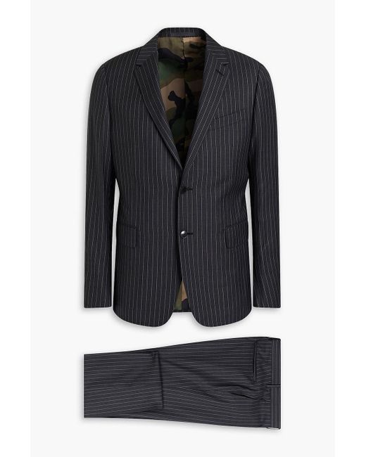 Valentino Gray Pinstriped Wool Suit for men