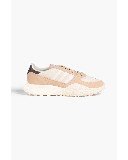 Adidas Originals Natural Retropy F2 Suede And Stretch-knit Sneakers for men