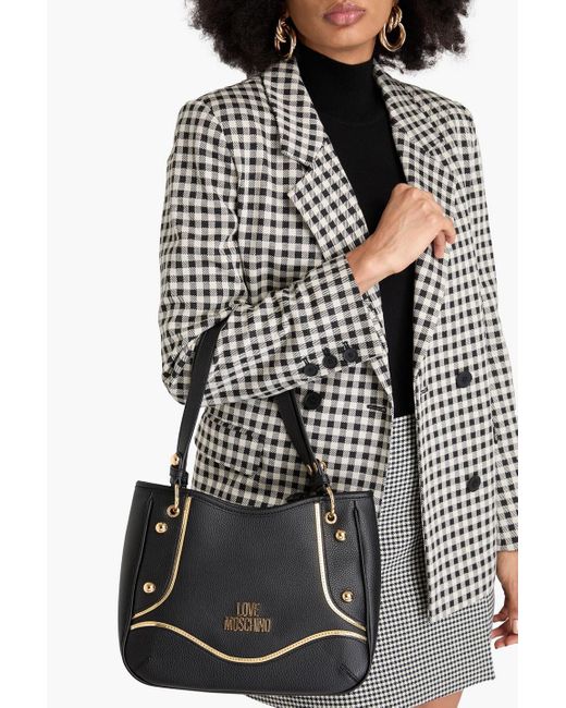 Love Moschino Black Studded Pebbled-leather Shoulder Bag