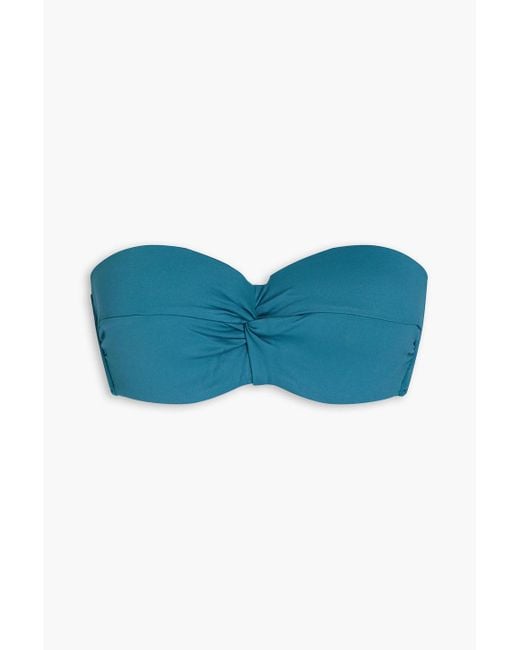 Seafolly Synthetic Twisted Gathered Bandeau Bikini Top in Blue | Lyst