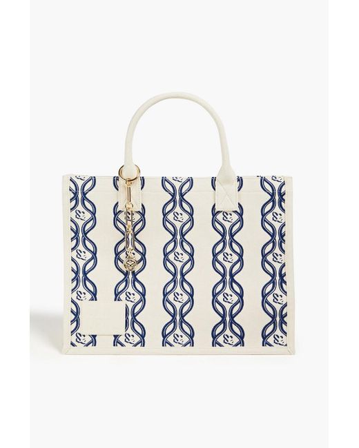 Sandro Blue Embroidered Canvas Tote