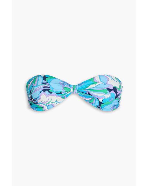 Melissa Odabash Blue Stockholm Tie-Back Printed Bandeau Bikini Top