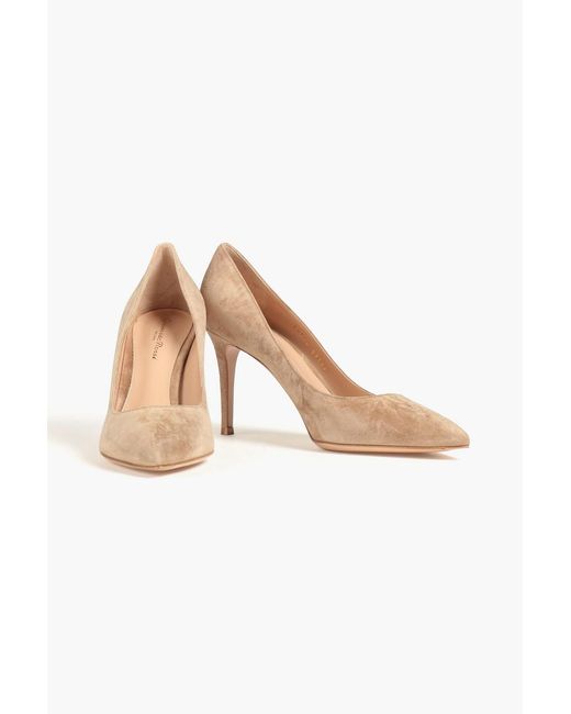 Gianvito Rossi White Gianvito 85 Suede Pumps